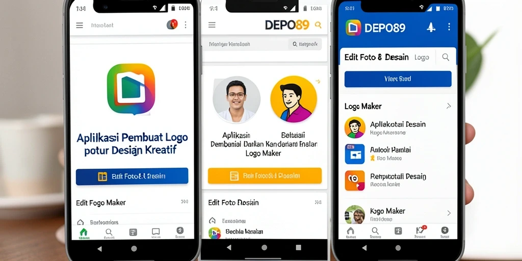 Antarmuka aplikasi DEPO89 untuk pembuatan logo yang user-friendly.