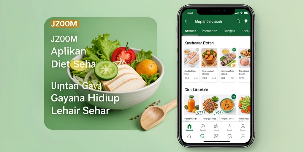 Antarmuka J200M menampilkan fitur Diet Sehat yang menarik dan mudah digunakan.