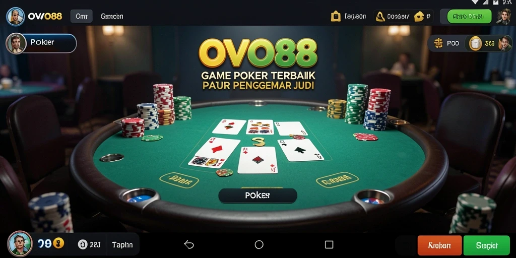 Tampilan antarmuka OVO88 dengan fitur permainan poker yang menarik.