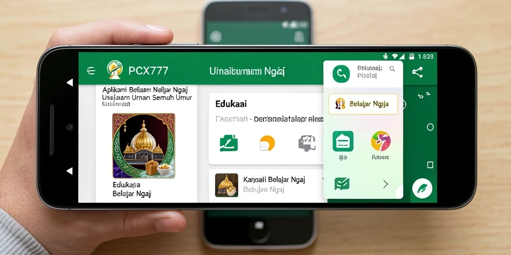 Antarmuka aplikasi PCX777 saat belajar mengaji dengan menyenangkan.