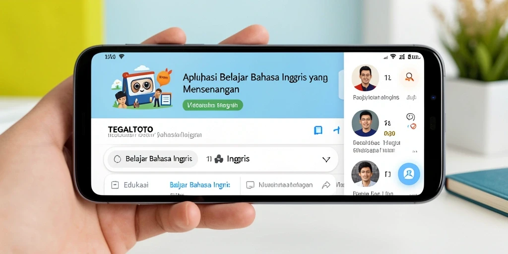 Antarmuka aplikasi TEGALTOTO untuk belajar bahasa Inggris.