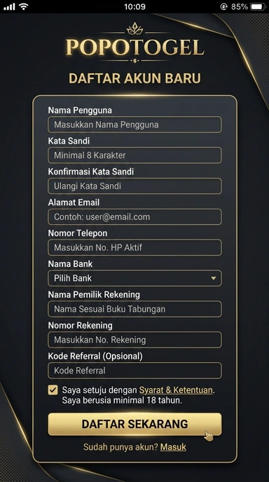 Panduan Registrasi Akun Popotogel untuk Pengguna Android